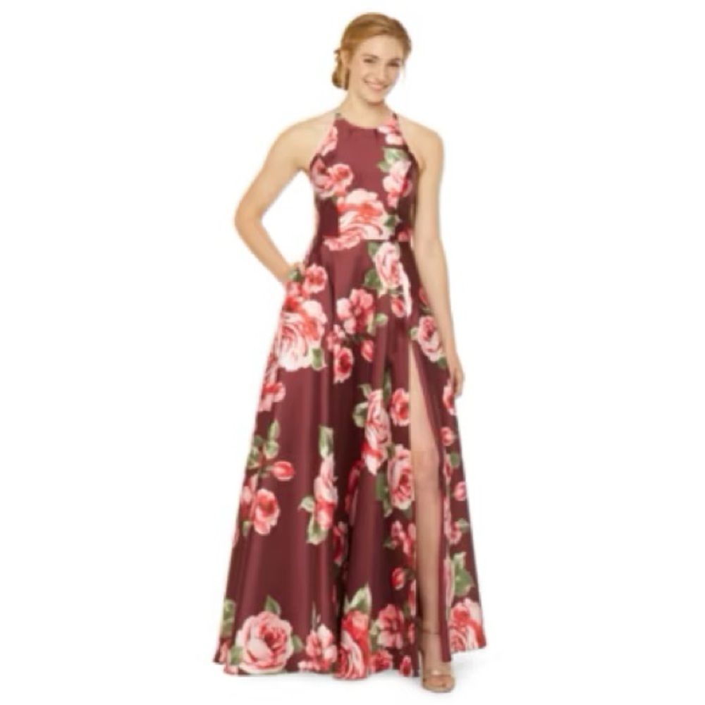 B. Smart Backless Floral Gown in Burgundy and Pink 7 - Picture 7 of 13